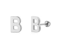 LMRJHAZM 18G Tiny Initial Stud Earrings for Women Girls 925 Sterling Silver 14K Gold Plated Hypoallergenic Cute Small Alphabet Letter Cartilage Tragus 3mm Ball Screw Back Piercing Sensitive Ear