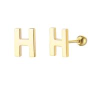 LMRJHAZM 18G Tiny Initial Stud Earrings for Women Girls 925 Sterling Silver 14K Gold Plated Hypoallergenic Cute Small Alphabet Letter Cartilage Tragus 3mm Ball Screw Back Piercing Sensitive Ear