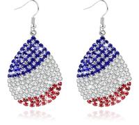 LMRJHAZM 4th of July Patriotic Earrings for Women - American Flag Red White & Blue Jewelry with Pearl, Heart & Dangle Accents, Memorial Day, Pride & Western Cowgirl Patriotic Accessories for Daily &