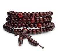 LMRJHAZM 8mm Buddhist Natural Sandalwood Buddha Meditation Wood Prayer Bead Mala Bracelet Women Men 108 Beads Bangles Hanging