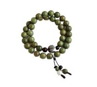 LMRJHAZM 8Mm Natural Green Sandalwood Bracelet with Bodhi, Tibetan Buddhism Prayer Beads Meditation Necklace,Hand circumference 14mm