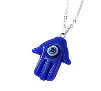 LMRJHAZM 925 Sterling Silver Hamsa Necklace For Women And Men, Multicolor Evil Eye Hamsa Hand Necklace Turkey Lucky Blue Eye Fatima Hand Clavicle Chain, Mano De Fatima Con Ojo Turco