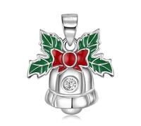 LMRJHAZM Accessories 925 Sterling Silver Snow Christmas Party Bells Swan Zircon Gift Pendant Necklace Jewelry Necklace Chains Accessories