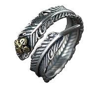 LMRJHAZM Adjustable Ring Women, S925 Sterling Silver Feather Golden Leaves Nation Adjustable Open Ring Jewelry for Women