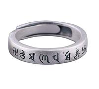 LMRJHAZM Adjustable Ring Women, S925 Sterling Silver Retro Symbol Font Simple Nation Adjustable Open Knuckle Tail Ring Finger Joint Toe Ring Jewelry for Women Girls