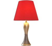 LMRJHAZM Bedside Lamp Nightstand Lamp Carved Alloy Base Bedside Lamp Fabric Lampshade Nightstand Lamp Button Switch for The Bedroom Office Table Lamp Table Light (Color : B)