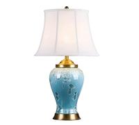 LMRJHAZM Bedside Lamp Nightstand Lamp Ceramic Table Lamp Snowflake Glazed Table Lamps With Brass Base For Bedroom Living Room Bedside Nightstand Lamp Table Lamp Table Light (Color : Button Switch,