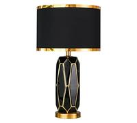 LMRJHAZM Bedside Lamp Nightstand Lamp Nordic Ceramic Table Lamp Electroplating Gold Trace Lamp Body Bedside Desk Nightstand Lamp Modern Bedroom Table Lamp Table Light (Color : B, Size : Remote