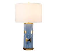 LMRJHAZM Bedside Lamp Nightstand Lamp Nordic Ceramic Table Lamps Electroplated Embossed Bedside Lamp With Fabric Shade For Bedroom Living Room Office Table Lamp Table Light (Color : Blu, Size :