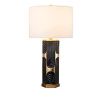 LMRJHAZM Bedside Lamp Nightstand Lamp Nordic Ceramic Table Lamps Electroplated Embossed Bedside Lamp With Fabric Shade For Bedroom Living Room Office Table Lamp Table Light (Color : Black, Size :
