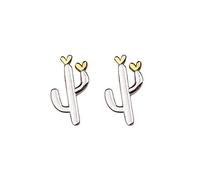 LMRJHAZM Cute Heart Cactus Stud Earrings for Women Girls 925 Sterling Silver Hypoallergenic Dainty Small Love Theme Two Tone Cartilage Studs Unique Birthday Valentine Party Jewelry for Friends