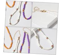 LMRJHAZM De Para Mujer Dainty Necklace Neck Decor Vinyl Chip Bead Soft Pottery Yellow