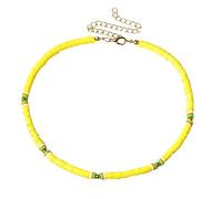 LMRJHAZM De Para Mujer Dainty Necklace Neck Decor Vinyl Chip Bead Soft Pottery Yellow
