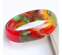 LMRJHAZM Elegant Classical Jade Bangle,Colorful Chalcedony Agate Bracelet Bangle,Jewellery Fashion Accessories Birthday Gift for Mother with Gift Box,58-60mm