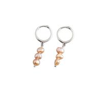 LMRJHAZM Fashion Earrings Natural Freshwater Pearl Stud Earrings for Women Boho Charming Jewelry Trend Valentine's Day (White Silver)