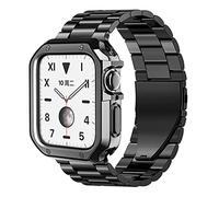 LMRJHAZM For Watch band 44mm 42mm 40mm 38mm for i-watch Series SE/7/6/5/4/3/2/1 Silicone Protector cover+metal strap