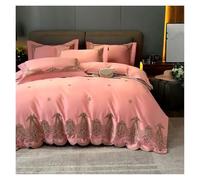 LMRJHAZM Four piece bedding set Blue Boho Duvet Double Queen King 4Pcs Chic Embroidered Egyptian Cotton Soft Bedding Quilt Cover Sheet Pillowcases Bed four pieces set,