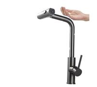 LMRJHAZM fyfgnb Smart Touch 3 Mode Kitchen Faucet Black Waterfall Crane Brushed Nickel Sensor Pull-Out Mixer(Grey)