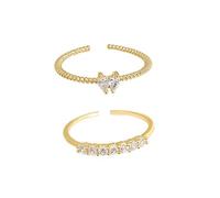 LMRJHAZM Girl Products For Love - Partners In Love Heart Custom Birthstone Ring,2pcs Open Personalized Promise Love Fashion Cubic Zirconia Ring Set,Dainty Stacking Rings Family Jewelry Valentine Gifts