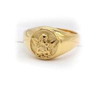 LMRJHAZM Girl Products Hug From Heaven Gold Memorial Angel Ring,18K Gold Plated Stainless steel Guardian Round Angel Chunky Rings,Angel Pattern Statement Promise Ring,Inspirational Jewelry Gifts for