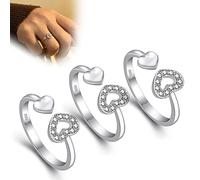 LMRJHAZM Girl Products The Love Between a Grandmother and Granddaughter is Forever Ring,3 Pcs Adjustable Opening Double Heart Love Rings Gifts