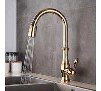 LMRJHAZM Golden/Chrome/Brushed Nickel Pull Out Spray Head Kitchen Faucet Pull Down Spray Kitchen Mixer Tap Single Handle Mixer Tap Swivel 360 Degree 360 Swivel,Golden