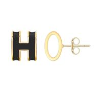 LMRJHAZM Hypoallergenic H Alphabet Enamel Stud Earrings, Stainless Steel 18K Gold Plated Geometric Design for Daily & Gifts (Red/White/Black)