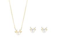 LMRJHAZM jewellery animal necklace and earrings for womens and girls - 925 minimalism pearl deer pendant jewellery sets,luxury accessories ladies party exquisite jewelry jewelry