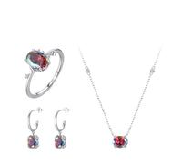 LMRJHAZM jewellery geometric necklace rings and earrings for womens and girls - 925 minimalism zirconia pendant jewellery sets,fine wedding jewelry accessories jewelry