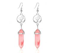 LMRJHAZM jewelry for women Natural Gem Stone 3D Charms Earring Decoration for Luck Hexagonal Silver Color Opal Purple Crystal Women Jewelry women's jewelry