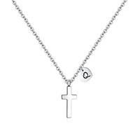 LMRJHAZM jewelry Tiny Cross for Girls | Heart Initial Women| Heart Birthstone | Letter Stainless Steel Pendant Jewelry First Communion Baptism Gifts Christmas Birthday Gifts Jewelry for girls