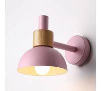 LMRJHAZM Light Modern Wall Sconce, Metal Wooden Wall Sconce Dome Shade e27 1-Light Wall Lamps Boys Girls Kid's Room Wall Lighting Fixture Cafe Restaurant Wall Lights Green Yellow Powder