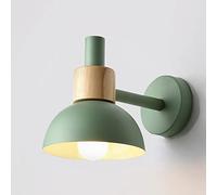LMRJHAZM Light Modern Wall Sconce, Metal Wooden Wall Sconce Dome Shade e27 1-Light Wall Lamps Boys Girls Kid's Room Wall Lighting Fixture Cafe Restaurant Wall Lights Green Yellow Powder