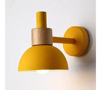 LMRJHAZM Light Modern Wall Sconce, Metal Wooden Wall Sconce Dome Shade e27 1-Light Wall Lamps Boys Girls Kid's Room Wall Lighting Fixture Cafe Restaurant Wall Lights Green Yellow Powder h6.30in(Green)