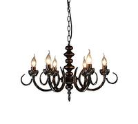 LMRJHAZM Loft Industrial Style Retro Chandelier American Wrought Iron Restaurant Candle Pendant Round Wrought Iron Pendant Ceiling LampsLights E14 Hanging Lights for Living Room Corridor Bedroom