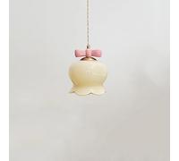 LMRJHAZM Milk Glass Pendant Lights for Bedroom Cute Bow Pink Ceiling Pendant Light Ceramics Flower Shade Nordic Modern Chandelier for Dining Room Girls Bedroom BedsideRestaurant