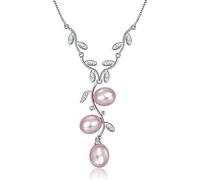 LMRJHAZM Natural Freshwater Pearls Necklace Choker Fine Jewelry Via 3Pcs Freshwater Pearls Gift For Women