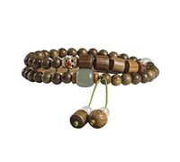 LMRJHAZM Natural Green Sandalwood Bracelet Prayer Beads Buddhist Mala Wooden Necklace for Meditation Yoga
