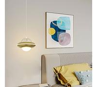 LMRJHAZM New Creative Children's Room Chandelier UFO Flying Saucer Bedroom Bedside Small Pendant Light Aluminum Gold Astronaut Children's Room Ceiling Hanging Lamp Decoration. Interesting L