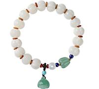 LMRJHAZM Panzhu bracelet, Buddhist Rosary, Beads for Bracelets, White Jade Bodhi Root Wood Prayer Beads Cuff Meditation Mens Womens Jewelry(Color:B) (Color : A) (Color : B)