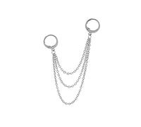 LMRJHAZM Punk Minimalist Double Hoop Earrings for Women Stainless Steel Pair Small Hoop Layered Tassel Slave Chain Dangle Drop Ear Cuff Cartilage Men Personalized Goth Jewelry for BTS Fans 1 Piece