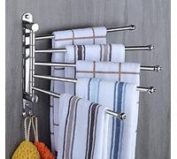 LMRJHAZM Swivel Towel Rail,Stainless Steel Towel Holder, Bathroom Towel Bar, Wall Mounted Towel Rack, Accessories, Double Arms/Three Arms/Four Arms/Five Arm/Four Rail
