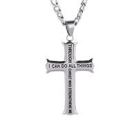 LMRJHAZM Tone Philippians Jewelry Cross Pendant Necklace