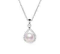 LMRJHAZM Version of Sterling Silver Freshwater Pearl Necklace Female Niche Design Micro-Set Pendant Drop-Shaped ins Cold Wind Collarbone Chain