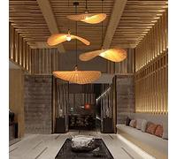 LMRJHAZM Vintage Pendant Lamp Retro Bamboo Hand-Woven Pendant Lamp Creative Hat Ceiling Lighting E27 Height Adjustable Chandeliers Restaurant Living Room