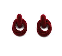LMRJHAZM Vintage Velvet Earrings for Women Girls Boho Handmade Geometric Round Circle Hoops Drop Dangle Stud Earring Hypoallergenic Retro Christmas Winter Holiday Party Jewelry Gifts