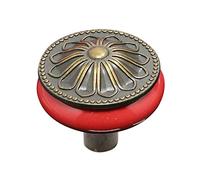 LMRJHAZM Youther Vintage Ceramics Knobs Small Round Cabinet Pull Knobs Drawer Wardrobe Closet Cupboard Door Handle,red,China