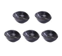 LMRLCS Japanese Dipping Sauce Bowls Elliptical Porcelain Soy Sauce Dish Sushi Dish Ceramic Asian Sauce Bowls Set of 5 for Vinegar,Oil,Salt,Salad Soy Sauce,Wasabi, Black