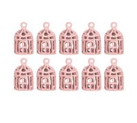 Lmrysalque 10PCS 1/12 1/6 Miniatures Bird Cage Mini Stainless Steel Dollhouse Decoration Bird Cage (Pink)