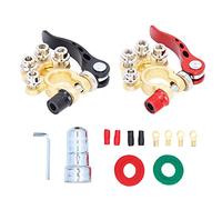 Lmrysalque 2Pcs Battery Terminal Connectors Car Disconnect 4 Way Positive Negative for SAE/JIS Type A Post